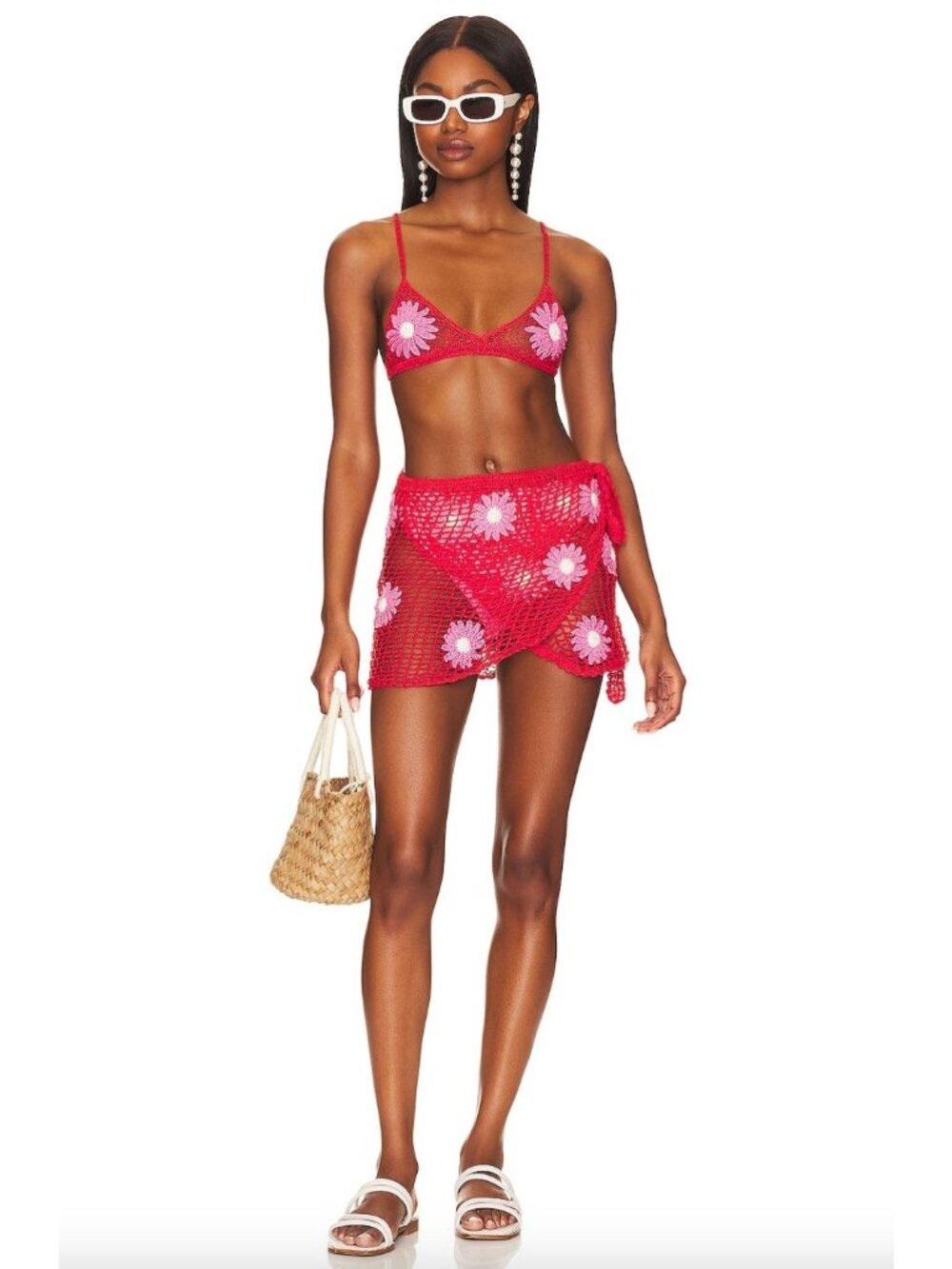 Agua Bendita x REVOLVE Maia Sarong Fuschia & Red Womens Size M/L